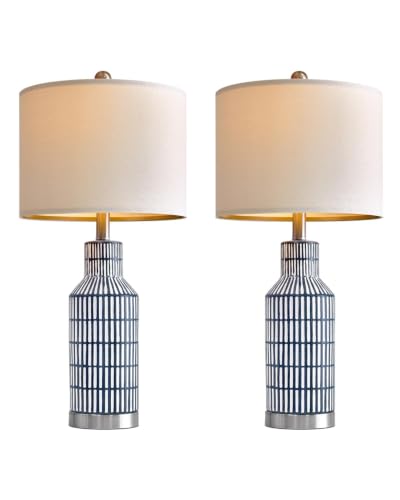 25" Modern Ceramic Lamps Single Table Lamp for Living Room Bedroom Farmhouse Nightstand Bedside Lamps