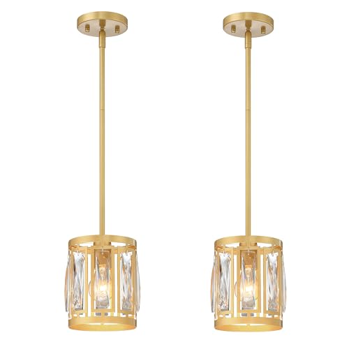 2 Pack Crystal Pendant Light Fixtures Over Island Modern Kitchen Lighting