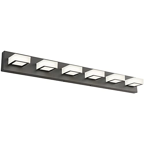 Modern Matte Black Bathroom Vanity Light Fixtures 6 Lights Acrylic Modern LED Black Vanity Lights for Bathroom
