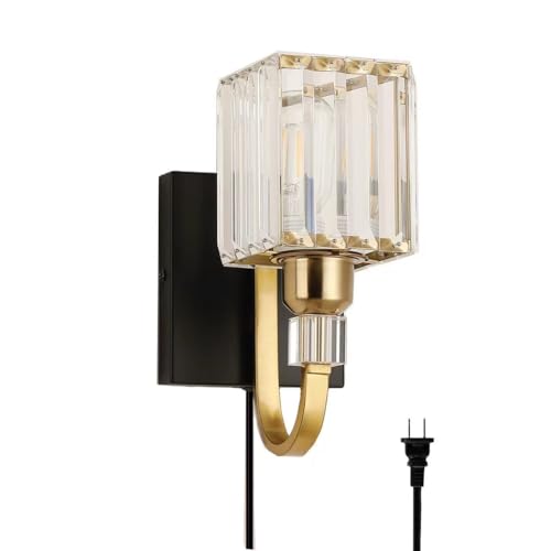 Modern Crystal Wall Sconce with Plug