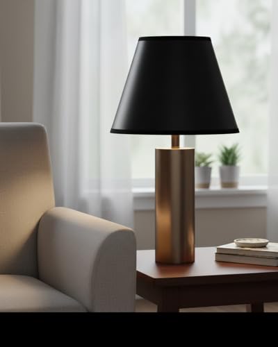 56052 Empire Uno Lamp Shade in Black with Gold Inside Washi Paper