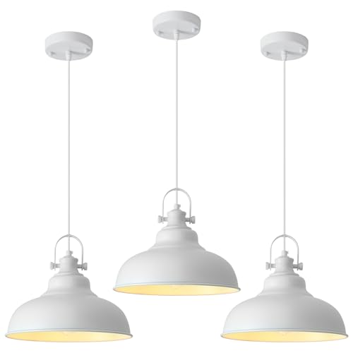 White Pendant Lights Kitchen Island 3 Pack