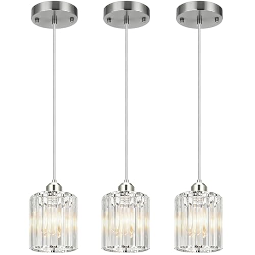 3 Pack Pendant Lights Kitchen Island Brushed Nickel Pendant Light