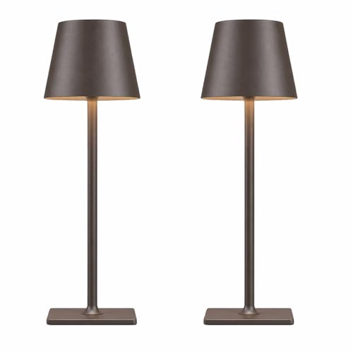 Cordless Table lamp Brown 2pack for Restaurant Home Dinner Dining Kitchen Outdoor Patio