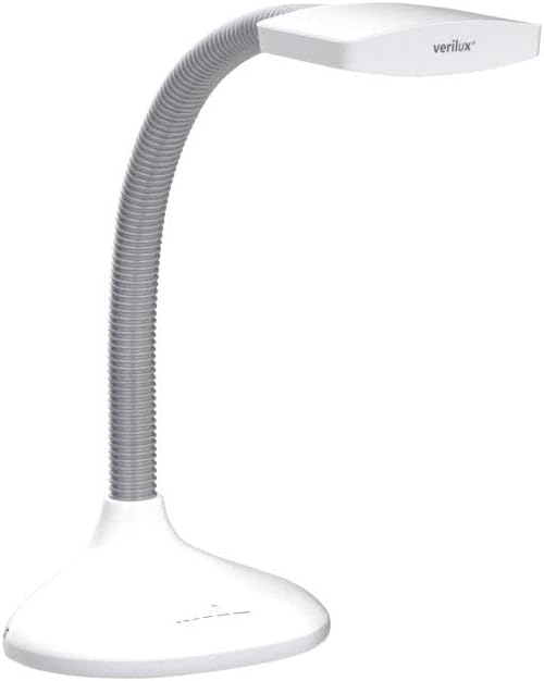 Verilux SmartLight Full Spectrum LED Desk Lamp with Adjustable Brightness, Flexible Gooseneck and Integrated USB Charging Port - Reduces Eye Strain and Fatigue - Ideal for Readers, Artists, Crafters - Aura Lighting