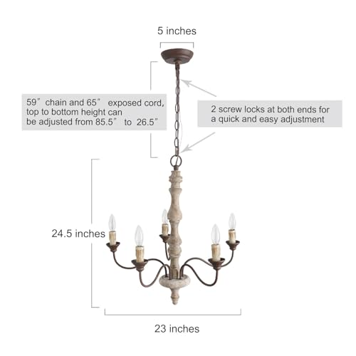 5 Light Farmhouse French Country Chandelier