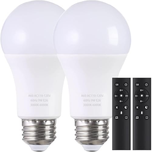 A19 LED Light Bulbs with Remote Control (2 Count)