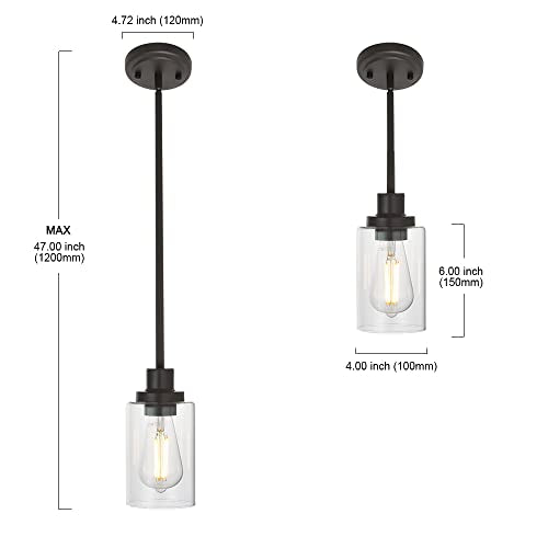1 Light Glass Pendant Light Oil Rubbed Bronze Finish