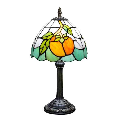 Tiffany Lamp Stained Glass Table Lamp 8X8X14 Inches Persimmon Style Living Room Bedroom Dorm Kitchen Home Decor Festival Birthday Gift