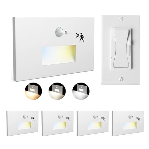 4 Pack 3CCT 120V Motion Sensor LED Step Lights Indoor Outdoor (4 Count)