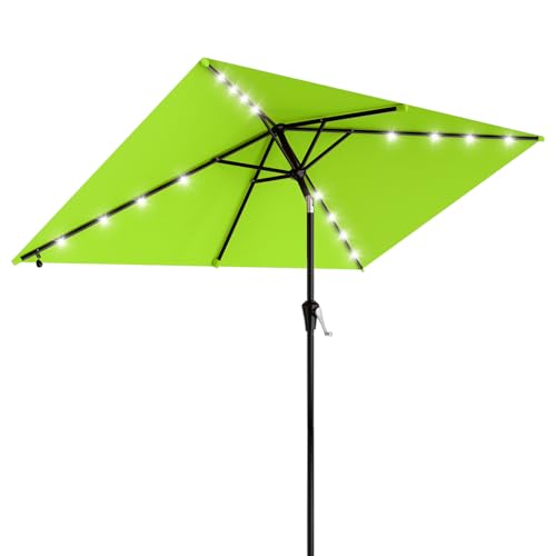 6.5' x 10' Rectangular Patio Umbrella with Solar Lights