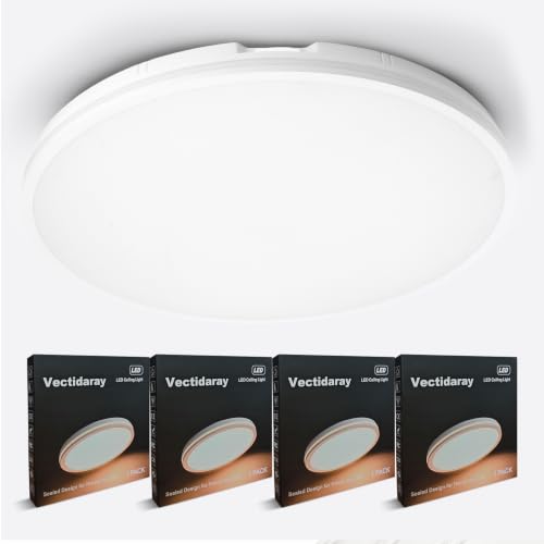 4Pack 16in LED Modern Ceiling Light White 3CCT 40W 4000LM IP54
