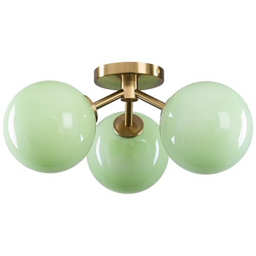 Green Globe Mid Century Modern Semi Flush Mount Ceiling Light Fixture