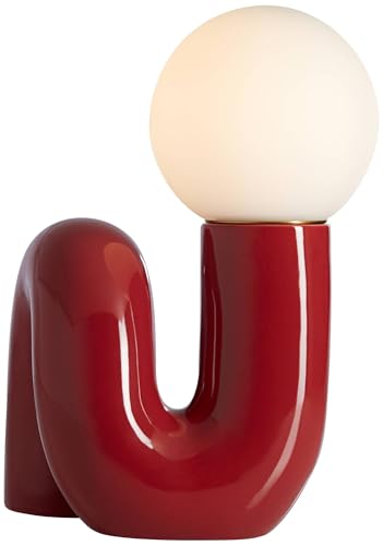Fondant 11 3 4" Small Accent Lamp Velvet Red Glass Mid Century Modern