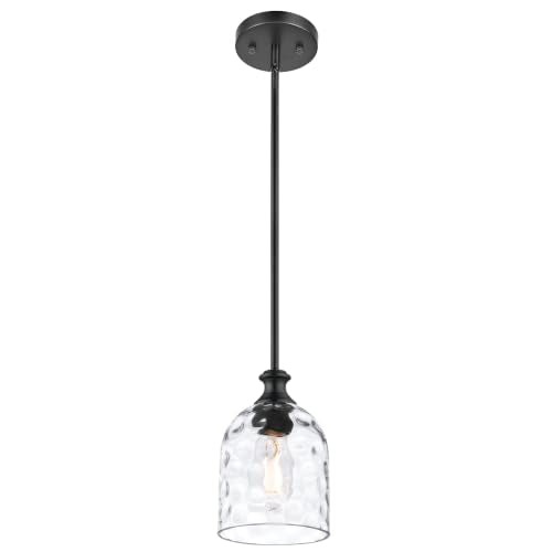 Modern Black Hammered Glass Pendant Lights Kitchen Island