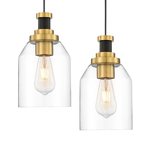 Glass Pendant Lights Kitchen Island 2 Pack