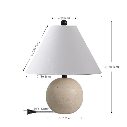 Liza 16" Modern Travertine Stone Bedside Table Lamp