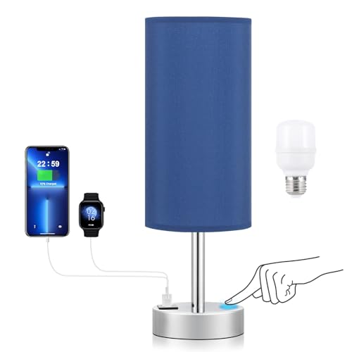 Blue Touch Table Lamp for Bedroom