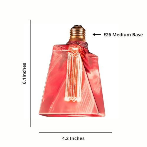 RED Light Bulbs LED Vintage Light Bulb 3.5W Equivalent 20W Ice Shaped E26 Led Bulb Medium Base (2 Count)