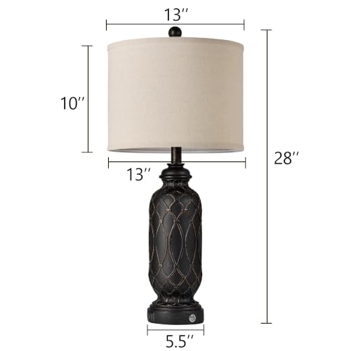 Black Farmhouse Lamps for Living Room Set of 2 (2 Count)