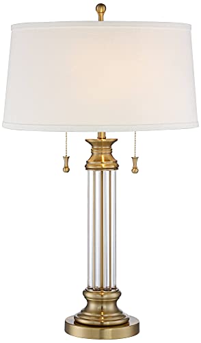 Rolland 30" Gold Large Table Lamp Crystal Antique and USB Dimmer Light