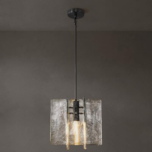 Modern Large 12 in Black Water Ripple Glass Kitchen Island Pendant Light Fixtures