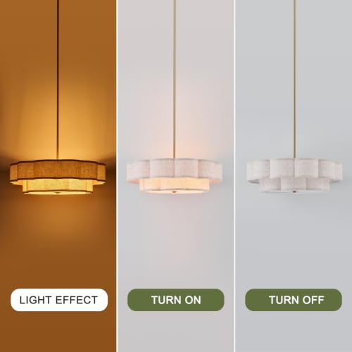 21.65" Linen Drum Chandelier