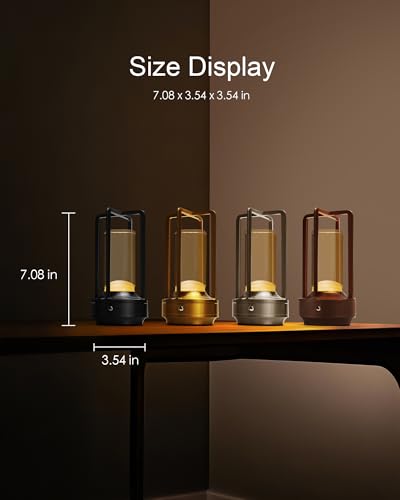 Set of 2 Cordless Table Lamps Rechargeable Desk Lamps Brown