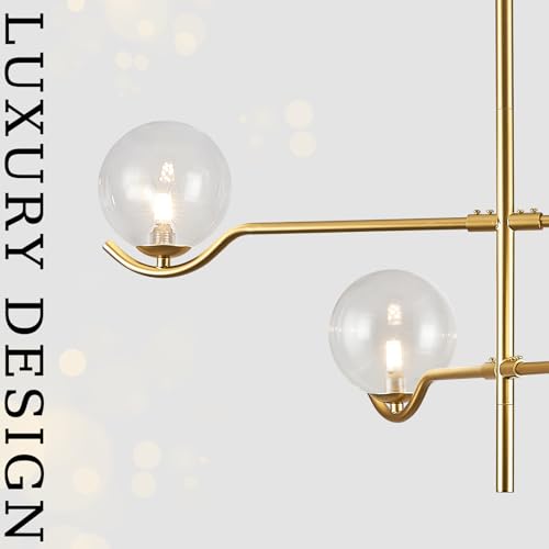 Modern 31" 4 Light Gold Sputnik Chandelier with Clear Glass Globe