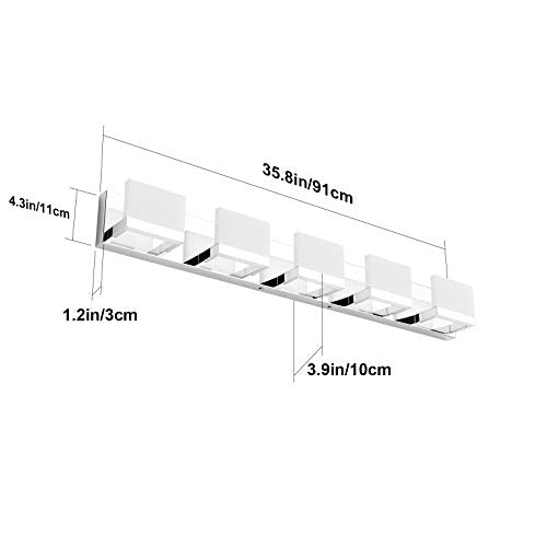 5 Lights Modern Chrome Vanity Light for Bathroom Wall Light Up and Down LED Bathroom Light Fixtures Over Mirror (120 Count)