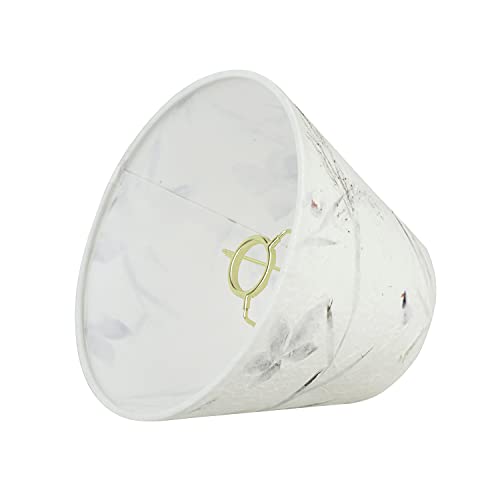 58902 Transitional Hardback Empire Shape UNO Construction Lamp Shade in Off White with Leaves and Petals in Paper