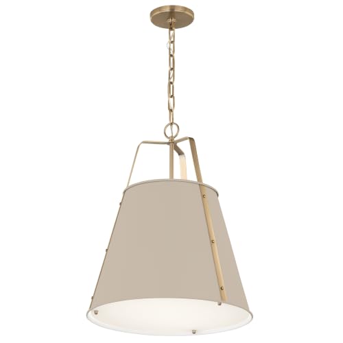 Etcher 18" 2 Light Updated Traditional Pendant with Satin Etched White Glass Diffuser in Greige and Champagne Bronze