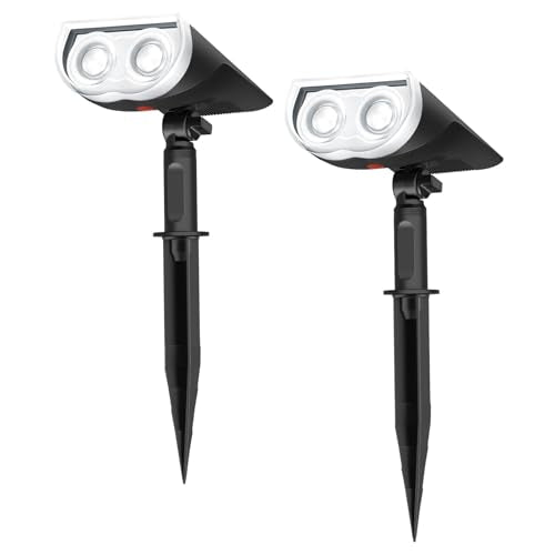 Solar Spotlights Outdoor Waterproof Dusk to Dawn Cool White 2 Pack (2 Count)