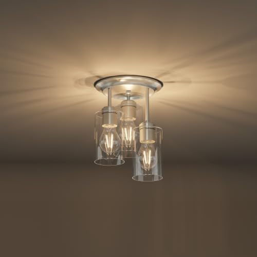 3 Lights Semi Flush Mount Ceiling Light Fixture Silver for Kitchen (3 Count)