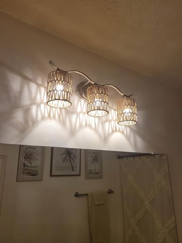 3 Pack Rattan Lamp Shade Small Boho Shades Replacement (3 Count)