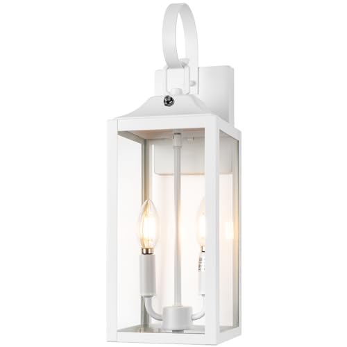 19" White Dusk to Dawn Outdoor Wall Lantern 2
