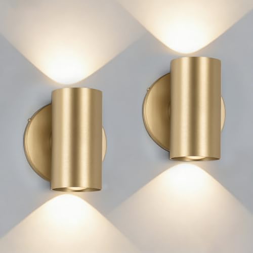 Led Wall Decor Sconces Set of 2 Indoor Gold Light Up Down Hardwired (2 Count)