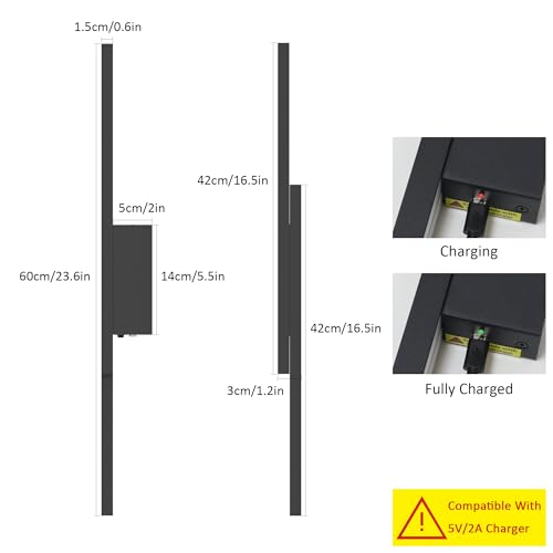 Black Wall Sconces Set of Two Battery Operated Wall Sconces 3000K (2 Count)