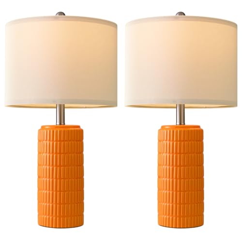 23" Orange Table Lamps Decor for Living Room Set of 2 (2 Count)