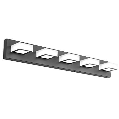 LED Modern Black Vanity Lights 5 Lights Acrylic Matte Black Bathroom Vanity Lights Over Mirror