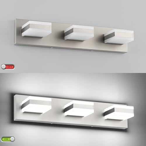 Brushed Nickel Vanity Lights Over Mirror