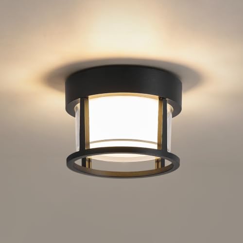 Black Round Porch LED Ceiling Flush Mount Lights