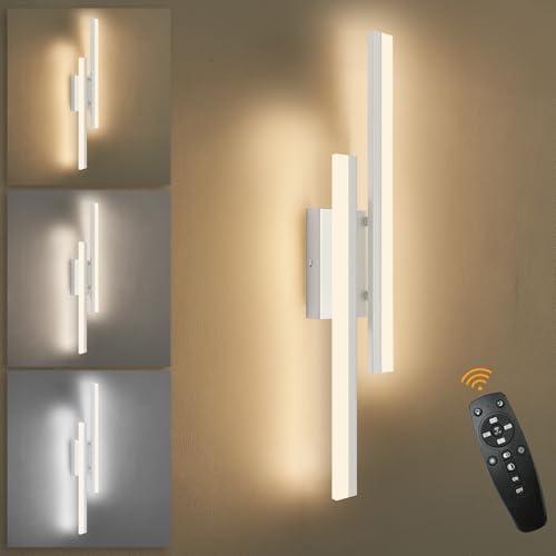 LED Wall Sconce Silver Modern Remote Wall Light Fixtures for Living Room