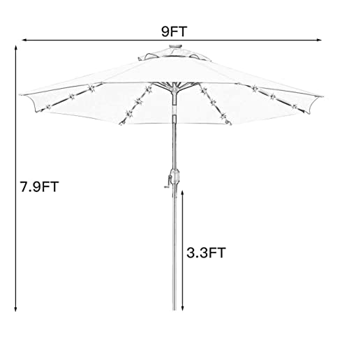 9' Solar LED Patio Umbrella