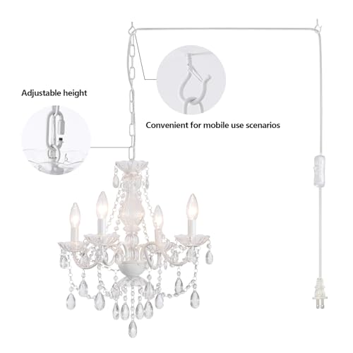 Plug in Crystal Ceramic White Chandelier