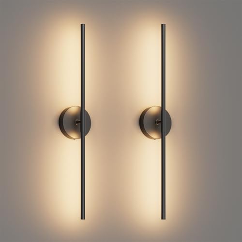 28In Black Wall Sconce Set of Two Hardwired 3000K LED Modern Wall Light Fixture 360° Rotatable for Living Room Hallway Bedroom (2 Count)