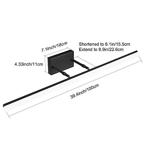 Modern LED Vanity Light Adjustable Bathroom Light Fixtures Over Mirror Rotatable Vanity Lighting 5500K 40 inch Black