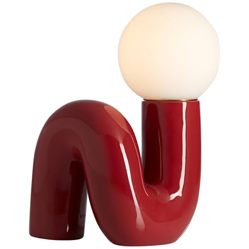 Fondant 11 3 4" Small Accent Lamp Velvet Red Glass Mid Century Modern