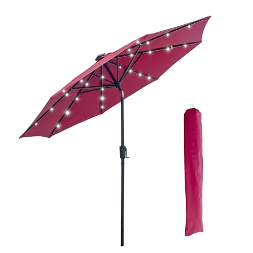 9FT Solar Patio Umbrella with 32 LED Lights