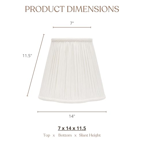 BS-754-14WH Bottom Scallop Gather Pleat Basic Lamp Shade, 7 x 14 x 11.5, White